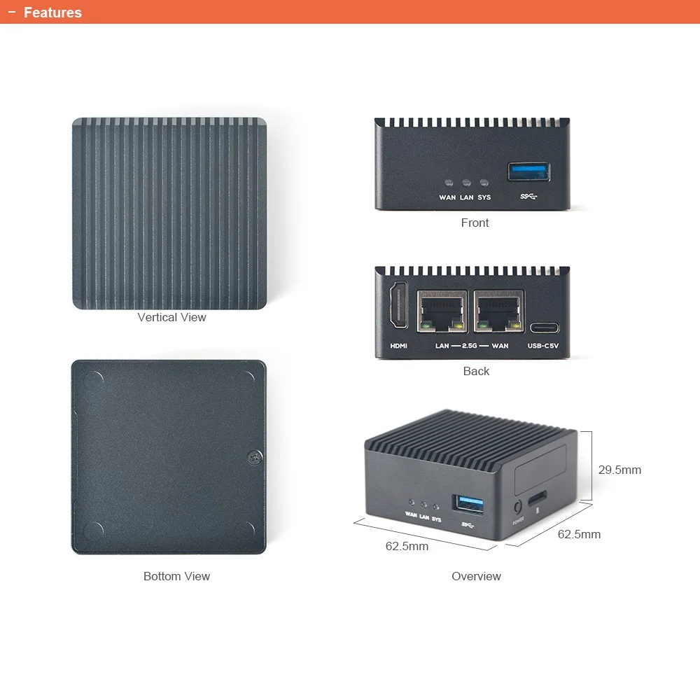 NanoPi R76S 2/4G LPDDR4X/16G LPDDR5 e 32Gb eMMc, RK3576,4xA55 + 4xA76 Cortex, Dual 2.5G LAN, HDMI,AI, M.2Wifi, OpenMediaVault,Ubuntu