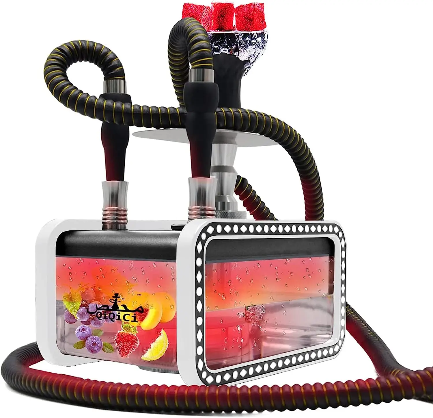 Hookah set 2 Hose Hookahs With Everything【QiQiCi】New Shisha Hookah YAZ-White Free Shipping To Us