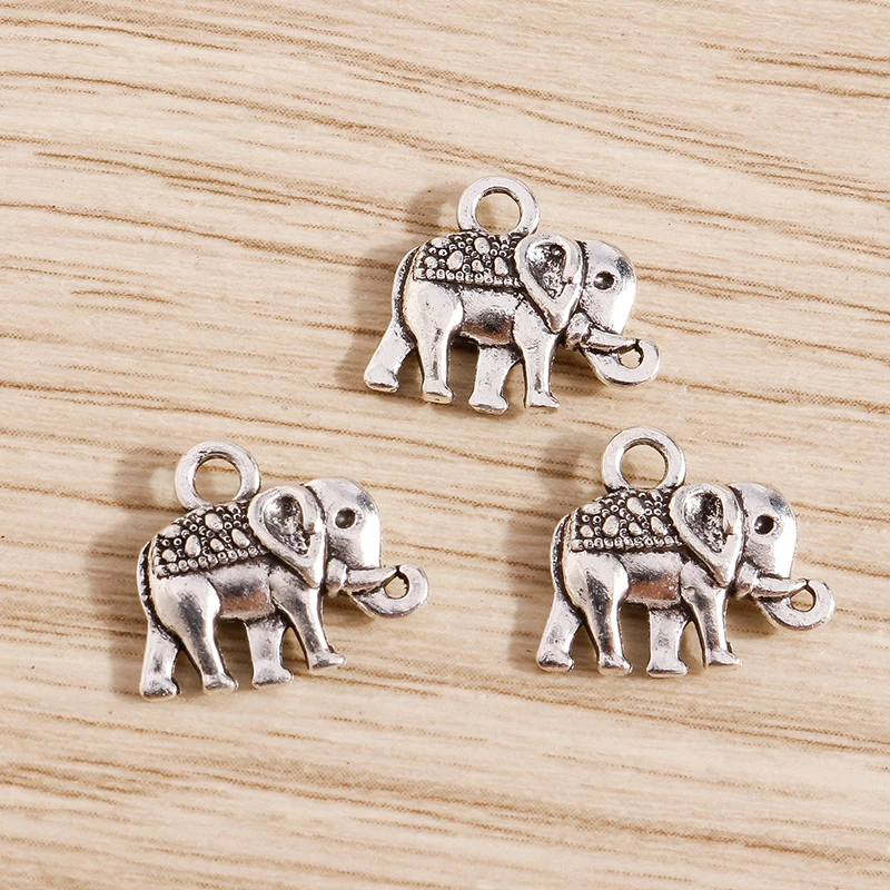 30 sztuk 14x12mm Cartoon Animal Charms Alloy Elephant Charms wisiorki do tworzenia biżuterii kolczyki naszyjnik bransoletki DIY Craft prezent