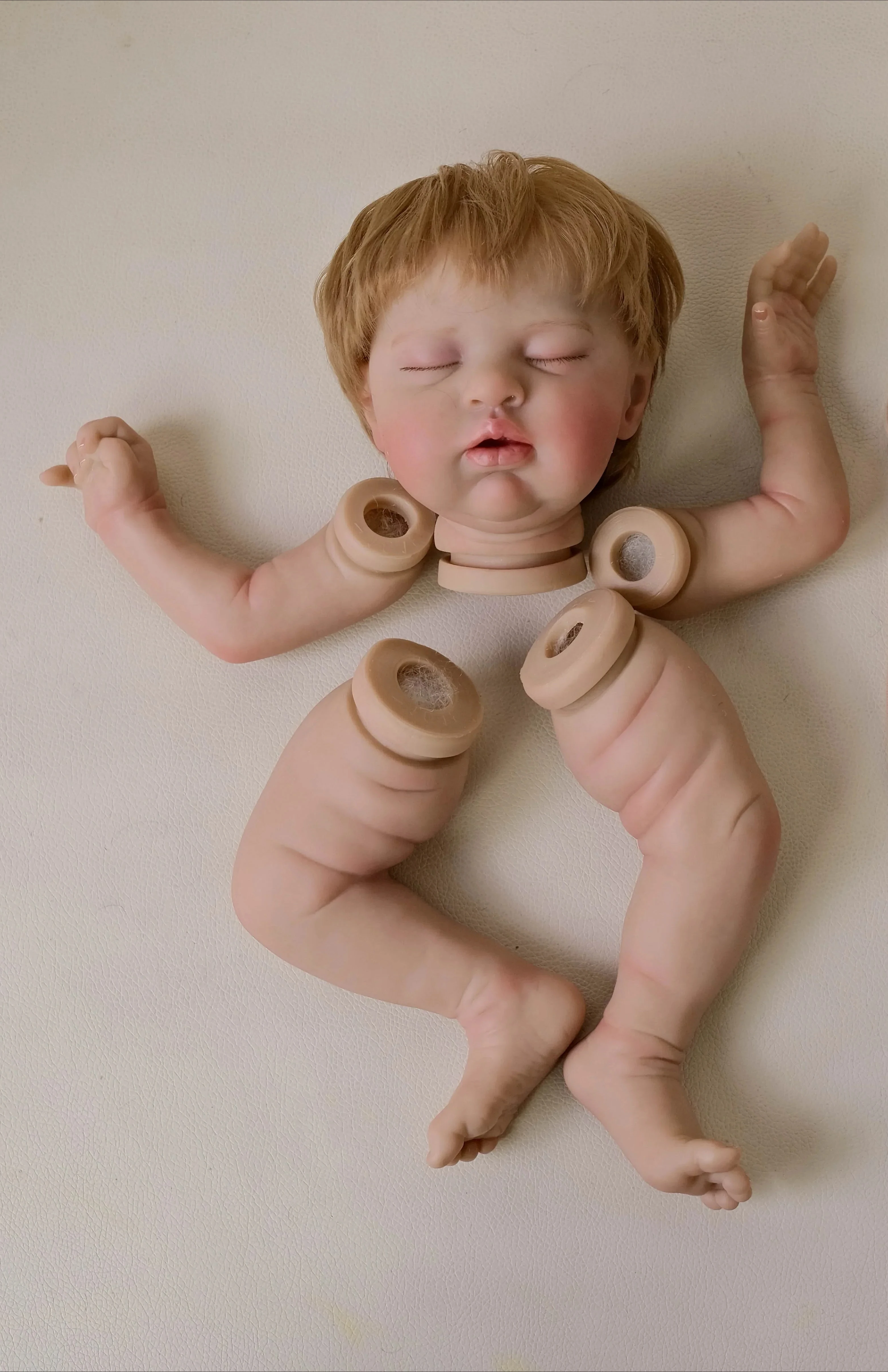 NPK 19inch RebornTeddy Doll Kit 3D Painted DIY Doll Parts Unfinished Doll Hand Rooted Blond Hair Lifelike Dolls Kits