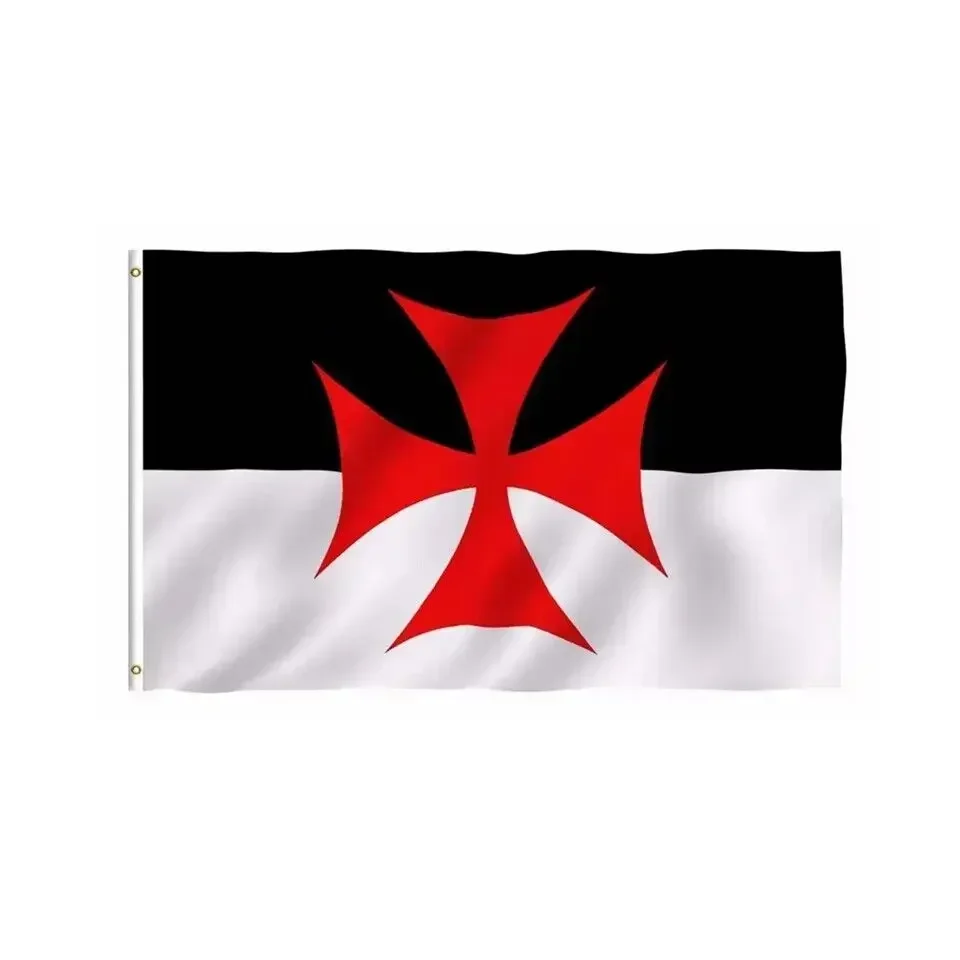 Red Cross Masonic Flag Black And White Polyester Knights Of Templar Pride Flag Outdoor Decor