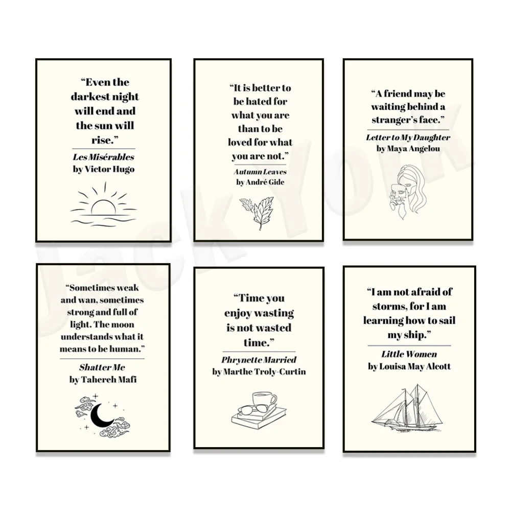 

Quotes from inspirational literary books; posters from famous authors; simple English classroom decoration; English teacher gift