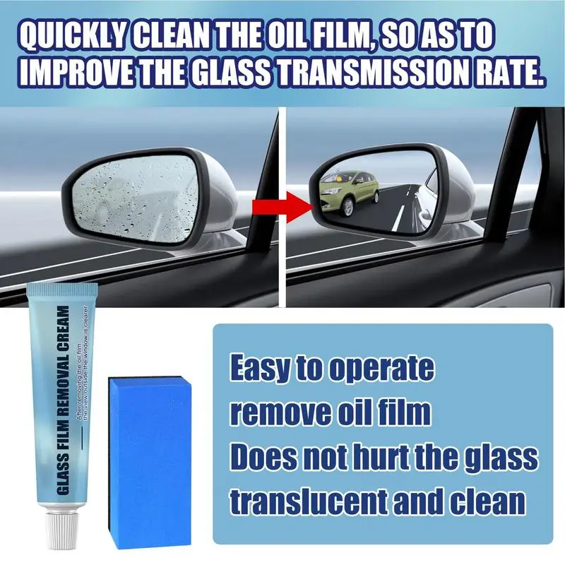 Car Glass Oil Film Cleaner With Sponge Water Mark Cleaning Agent Oil Film Removal Cream For Car Window Clear Vision Dropship