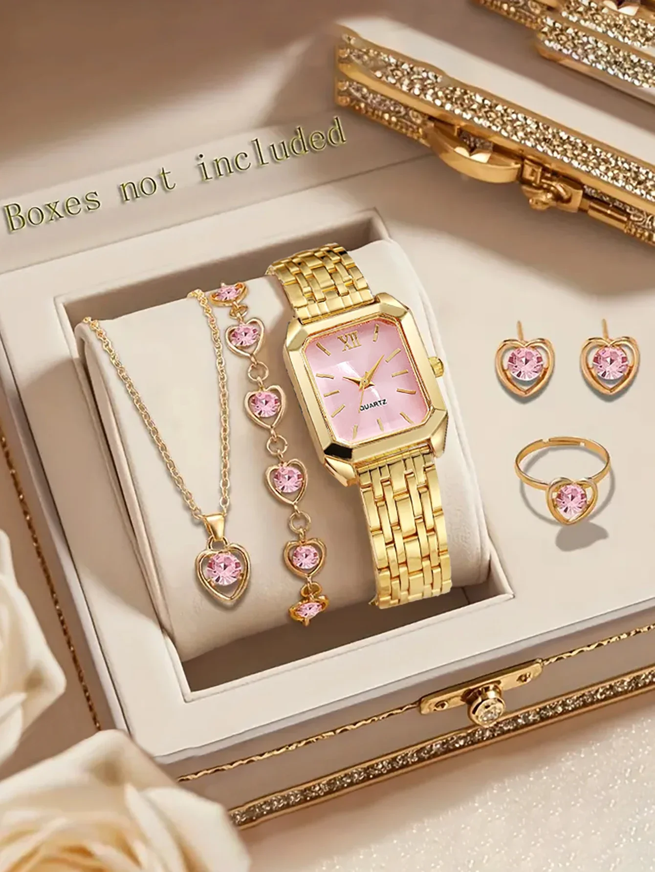 Ladies Compact Quartz Watch Set with Embedded Jewelry Not including Birthday Gift Ideal Birthday Present