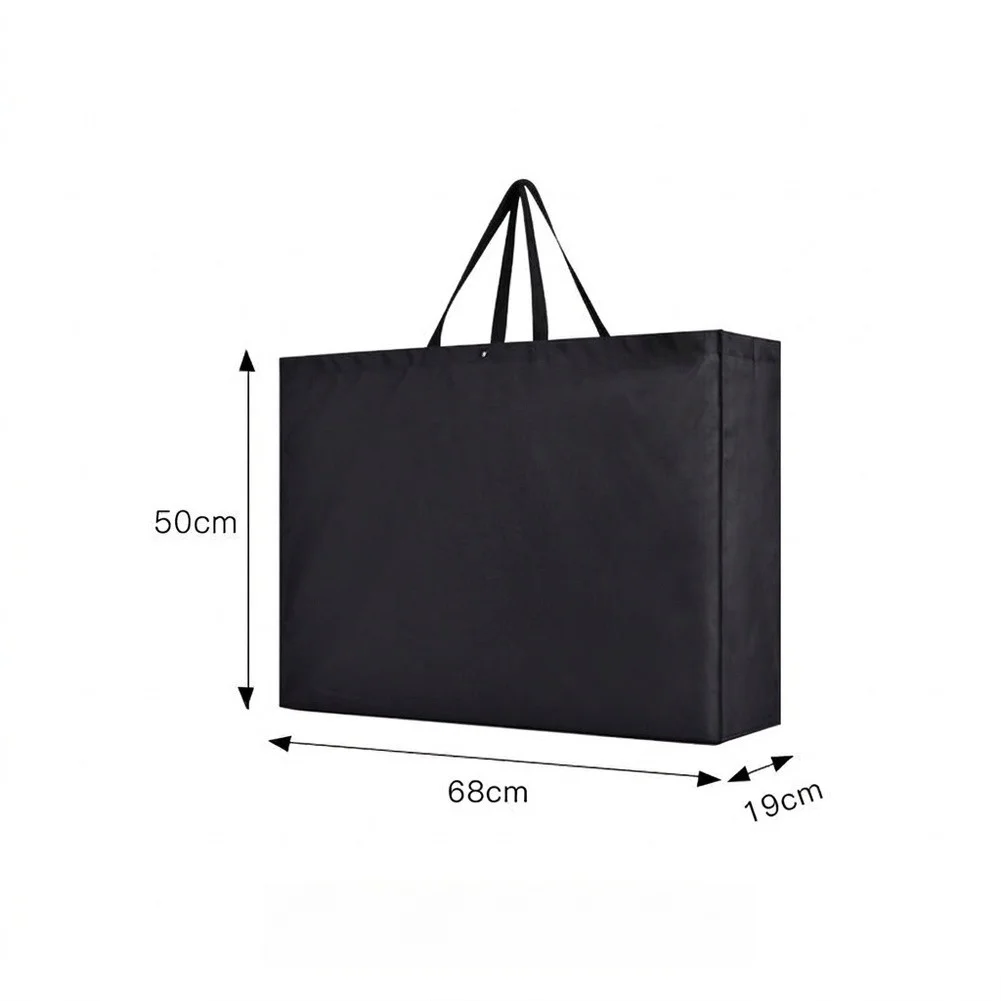 Waterproof For Moving Tote Bag Oxford Fabric Spacious Interior Reinforced Handles 68x19x50cm up to 98x19x59cm Black Color