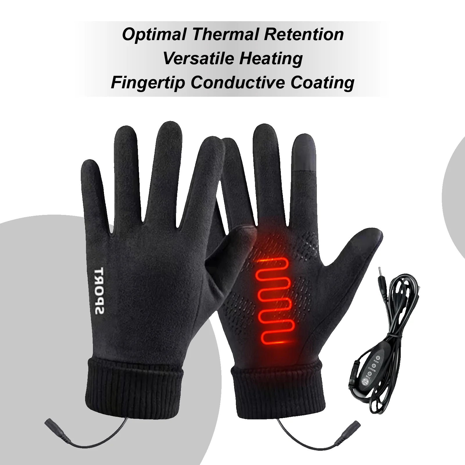 

Heated Gloves USB Heated Winter Gloves Touchscreen 3 Temperature Settings Mittens for Hunting Cold Weather Driving Running