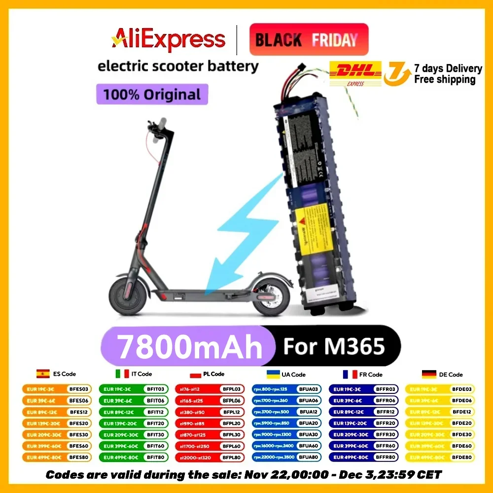 Li-ion Battery 10S3P 36V 7.8Ah Suitable For MiJia M365 Scooter Batterypack, Electric Scooter, Waterproof Bluetooth Communication