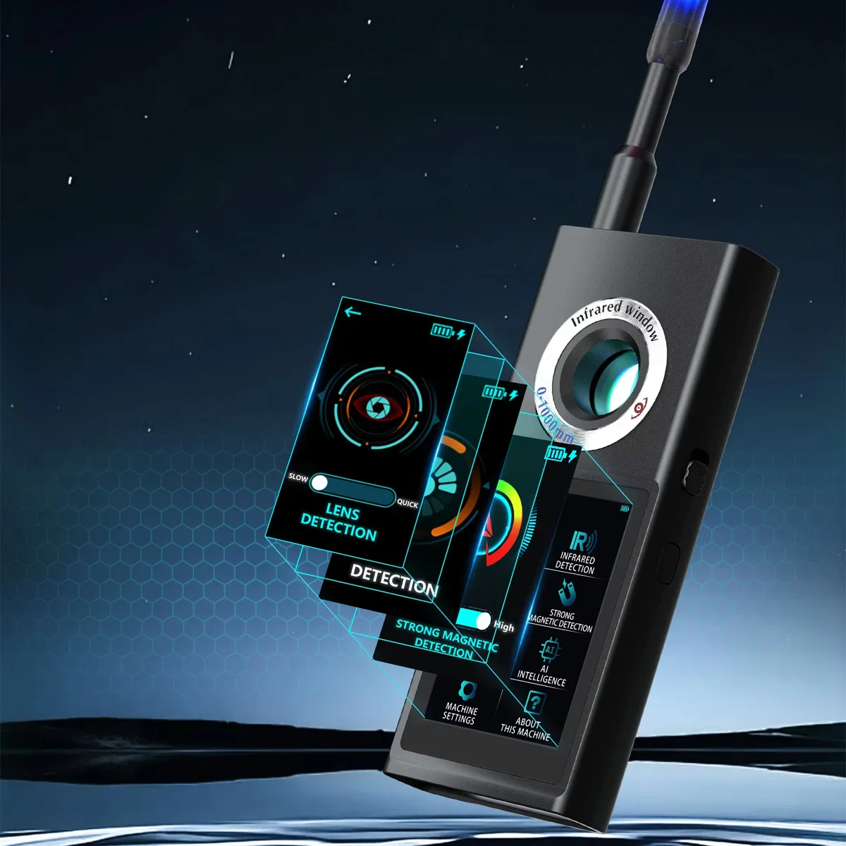 

Intelligent Touch Screen Detector Anti Spy Kit Secret Camera GPS Tracker AI Signal Analysis Door/Bag Alarm Privacy Protection