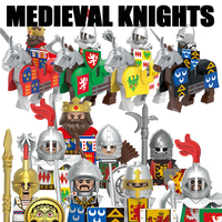 Medieval Military Europe King Soldier Figures Building Blocks Castle Lion Knight Sword Infantry Weapon Warrior Bricks Toys Gifts