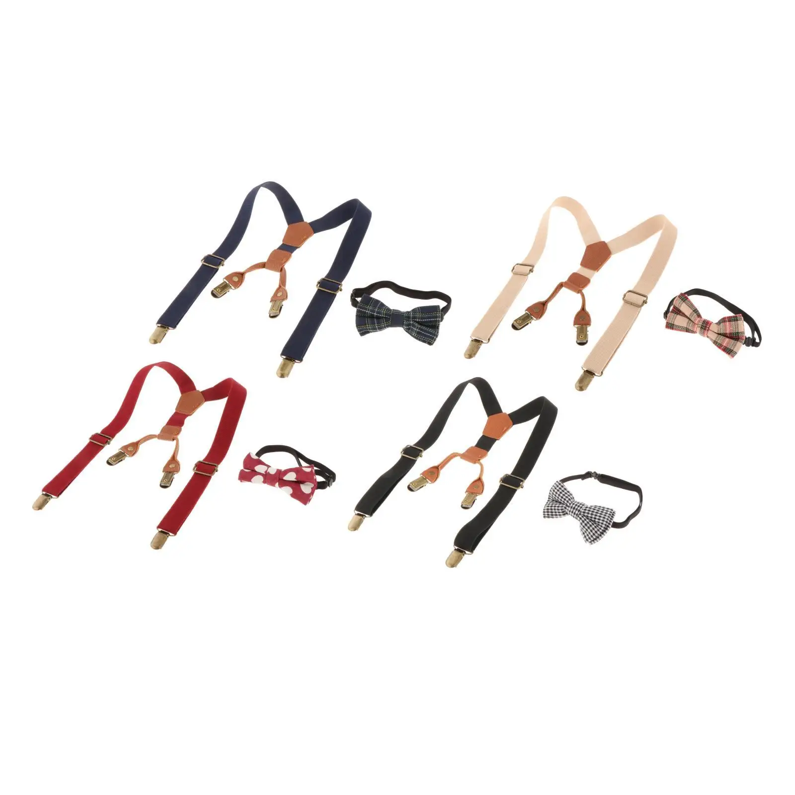 

Kids Suspenders & Bow Construction 1 inch Wide Elastic Straps Adjustable