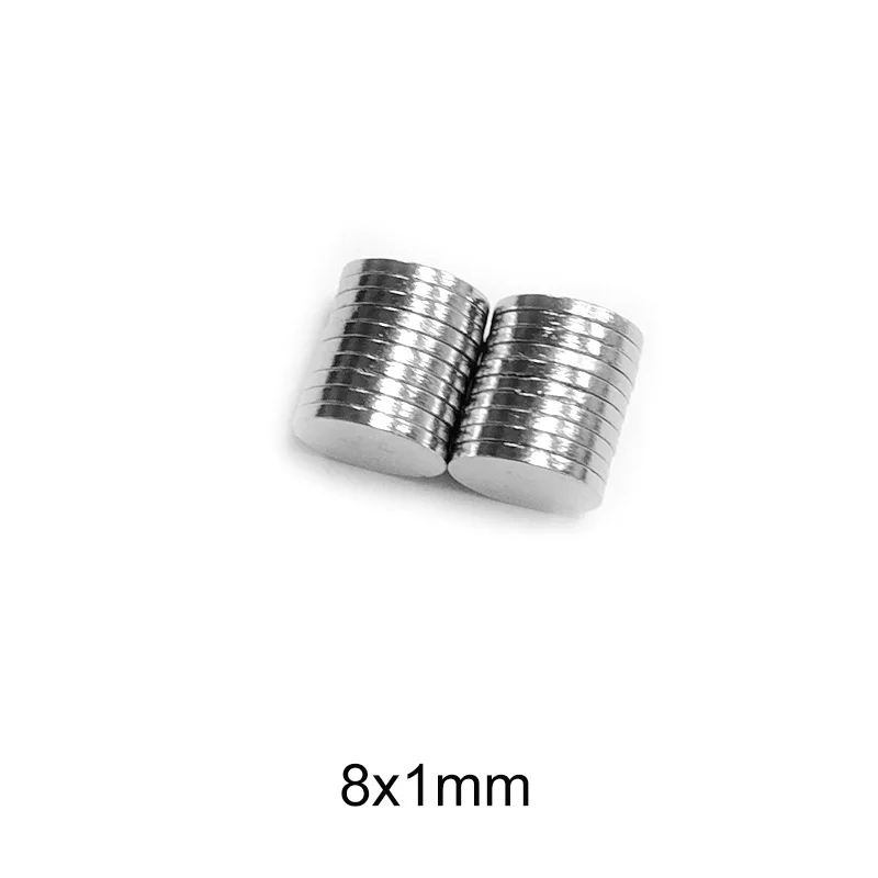 50 ~ 1000 pz 8x1mm forte potente magnete magnetico 8mm x 1mm disco magnetico permanente al neodimio 8x1mm frigorifero piccolo magnete rotondo 8*1mm