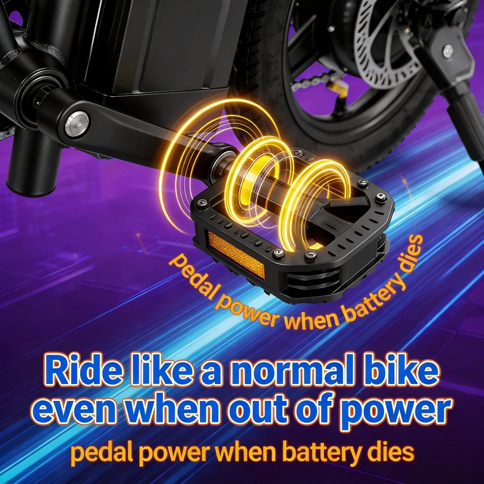 T5 Lightweight Folding Electric Bike for Adults 48V 750W Peak Power 20MPH 18-22 Miles Range 14Inch Disc Brake Commuter E-bike image 3