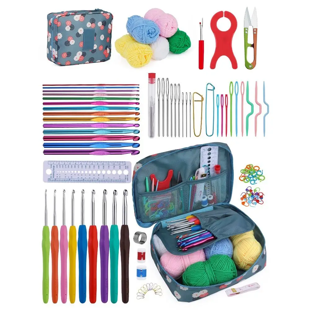 130PCS Portable Knitting Crochet Hook Set Professional Perfect Hand DIY Knitting Tools Full Sizes With Storage Bag