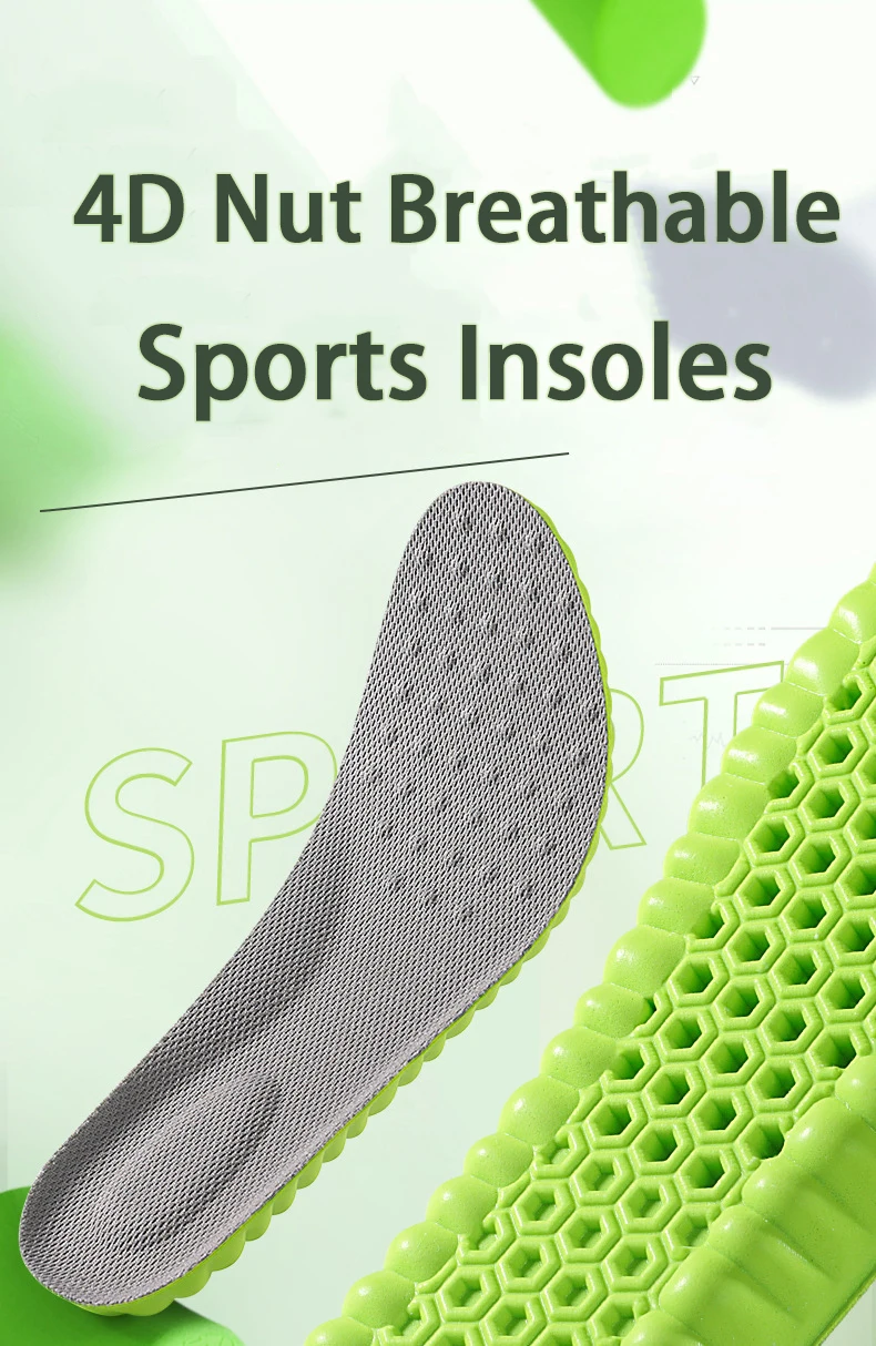 Stoßdämpfende Sport-Einlegesohlen für Herren und Damen, Outdoor-Laufsohlen, weiche, elastische Sohle, atmungsaktive, bequeme Einlegesohlen – Detail 1