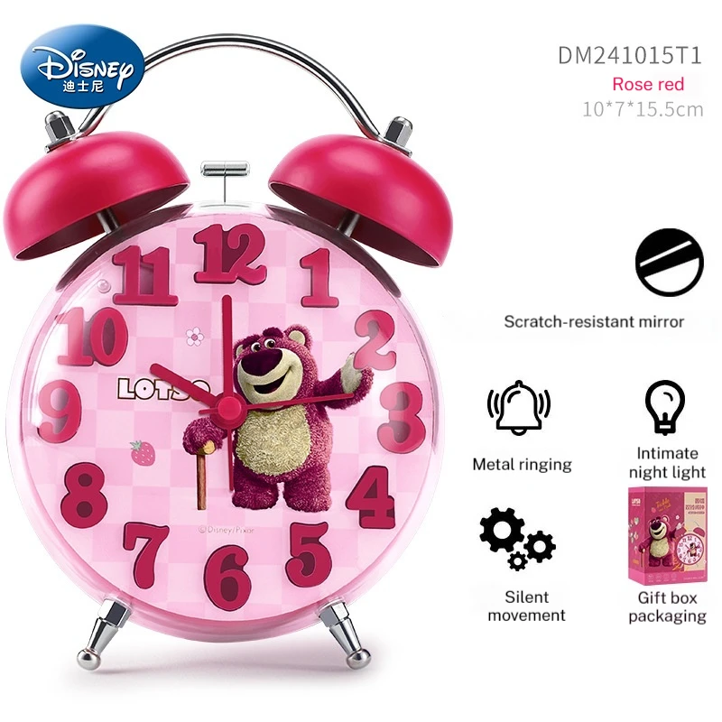 Disney Anime Alarm Clock School Wake Up Artifact Timer Girl Elsa Princess Teenage Student Cartoon Backlit Cute Quartz Clock Gift