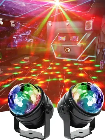 RGB LED Stage Disco Light Rotating DJ Ball Strobe Sound Control Magic Dance Car Christmas Gift Party Club Laser Show Lamp Party