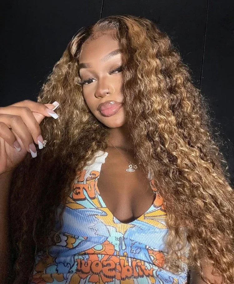 P4/27 Ombre Highlight Water Wave 13x6 13x4 Transparent Lace Front Wig Human Hair for Women Deep Curly Wigs Pre Plucked