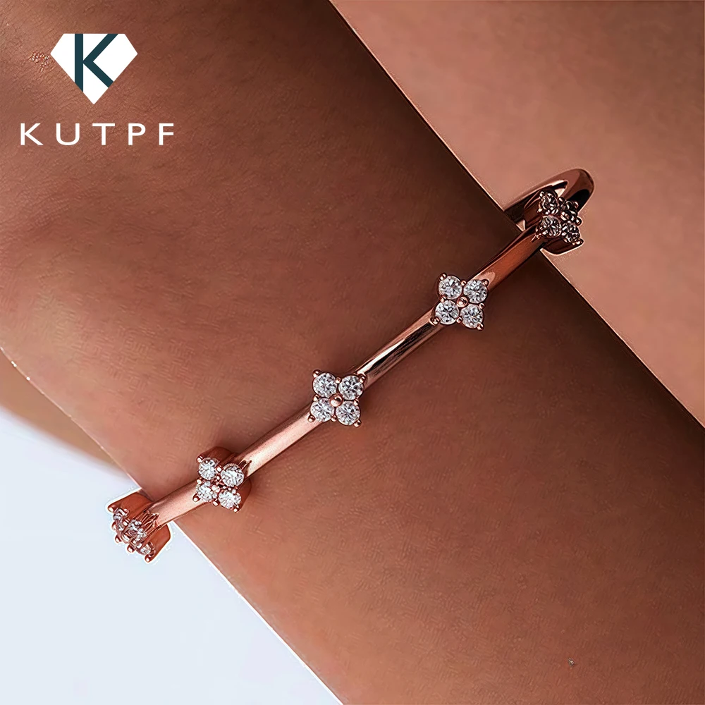 

Браслет-оберег из серебра 925 пробы с муассанитом и сертификатом, в форме цветка, для женщин, ювелирные изделия, подарки