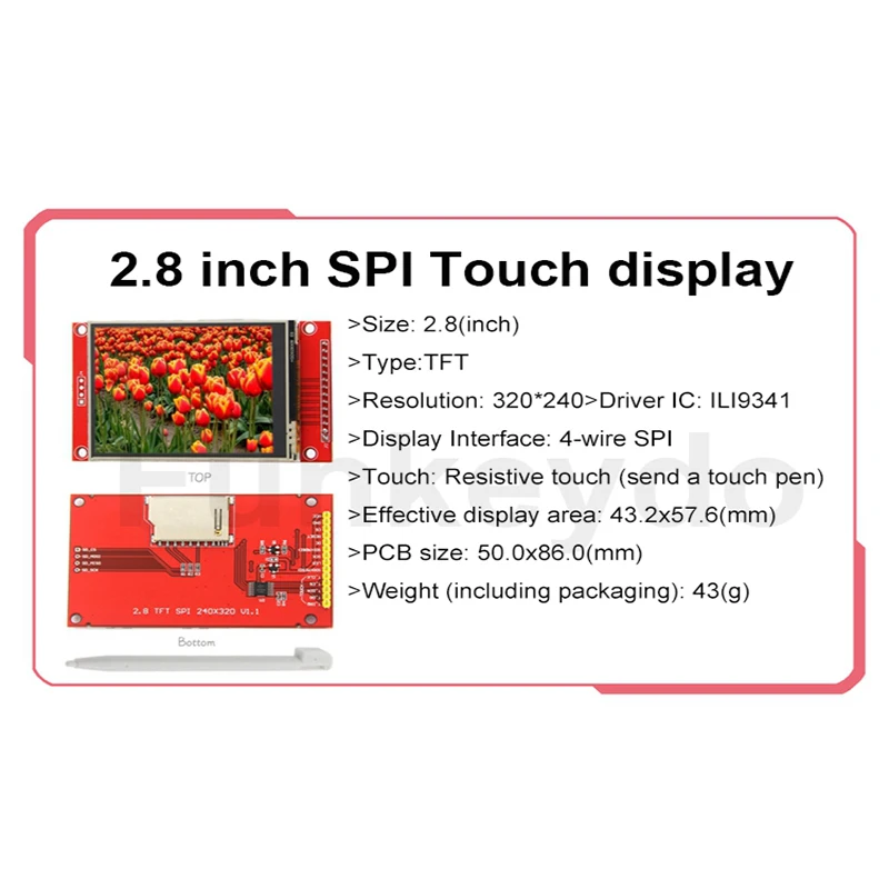 Módulo LCD TFT SPI de 2,8 polegadas Tela sensível ao toque de 2,8 "320x240 pixels ILI9341 Driver TFT Display colorido compatível com Arduino IDE