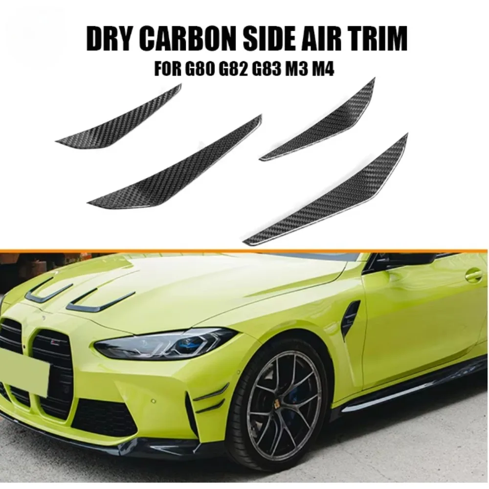 

4Pcs Real Dry Carbon Fiber Front Bumper Side Canards Splitter Spoiler for BMW G80 M3 G82 G83 M4 2021UP