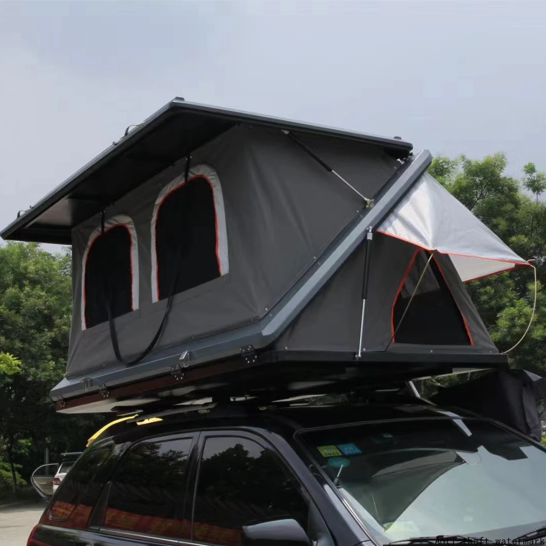 3-4 Person Waterproof Camping Outdoor Tents 4x4  Aluminum Hard Top Pop up Roof Tent Hard Shell Z Shape Roof Top Tent With Rack