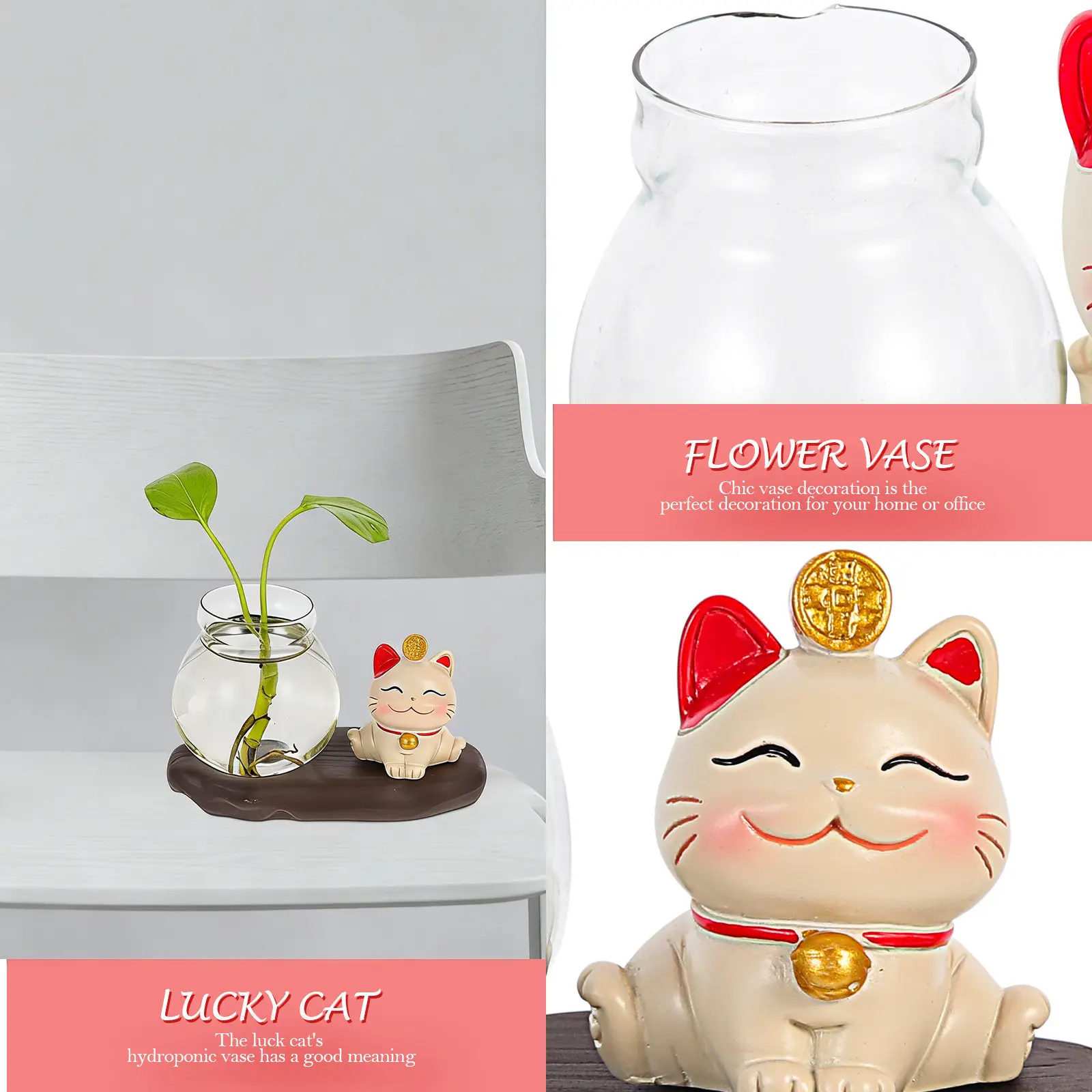 

Resin Luck Cat Flower Vase Creative Hydroponic Vase Home Desktop Table Decoration Table Decoration Office Desktop Decor