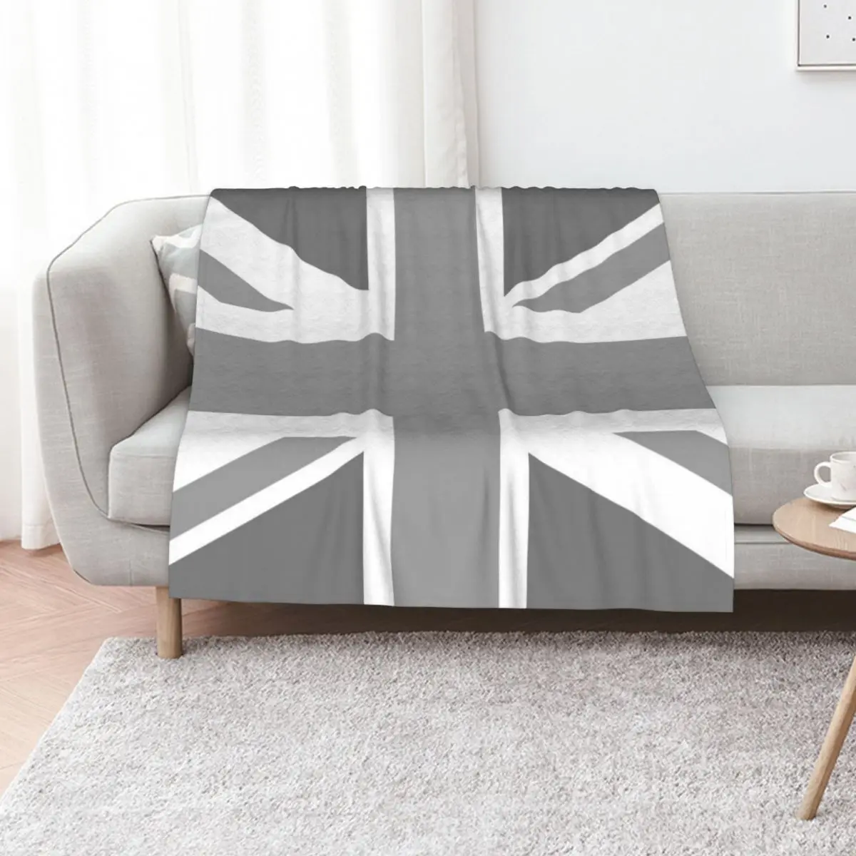 Union Jack Flag in Grey and White Throw Blanket For Baby Sofas Extra Large Throw bed plaid warm for winter Flannels Blankets