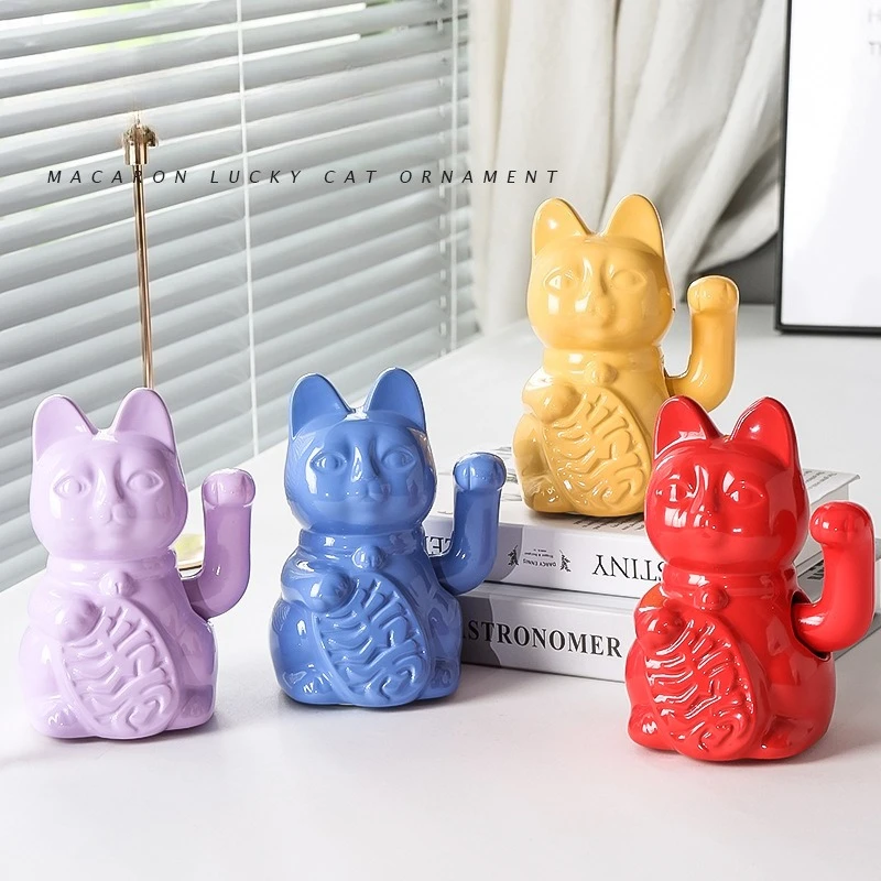 

Ceramic Lucky Cat Swinging Arm Maneki Neko Decoration Lucky Cat Wealth Prosperity Decoration Feng Shui Accessories Gifts