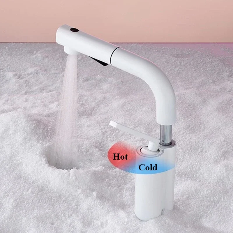 Multifunctional pull-out lift bathroom faucet hot and cold toilet washbasin basin splashproof faucet