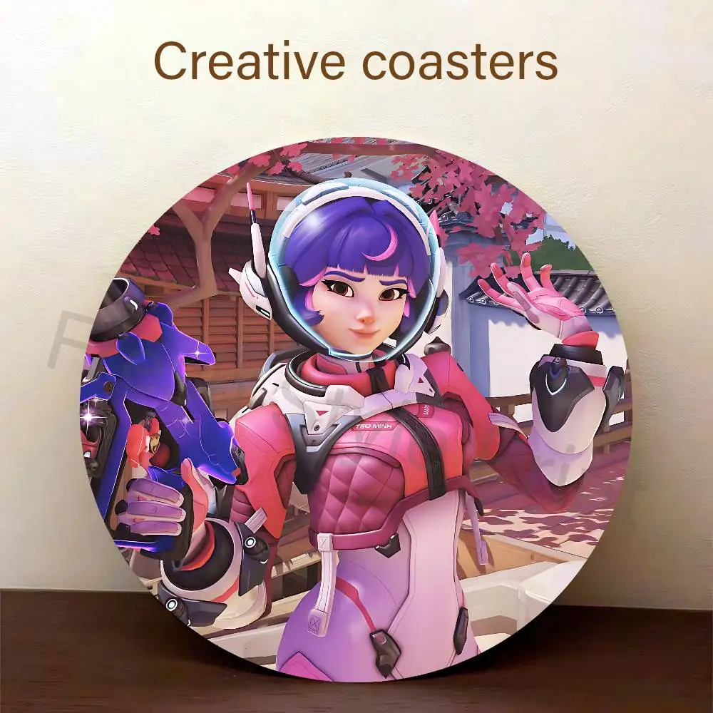 Game O-Overwatchs-S Juno Wooden Coasters  10cm Round Cosplay Fans Collect Friends Gifts - view 6