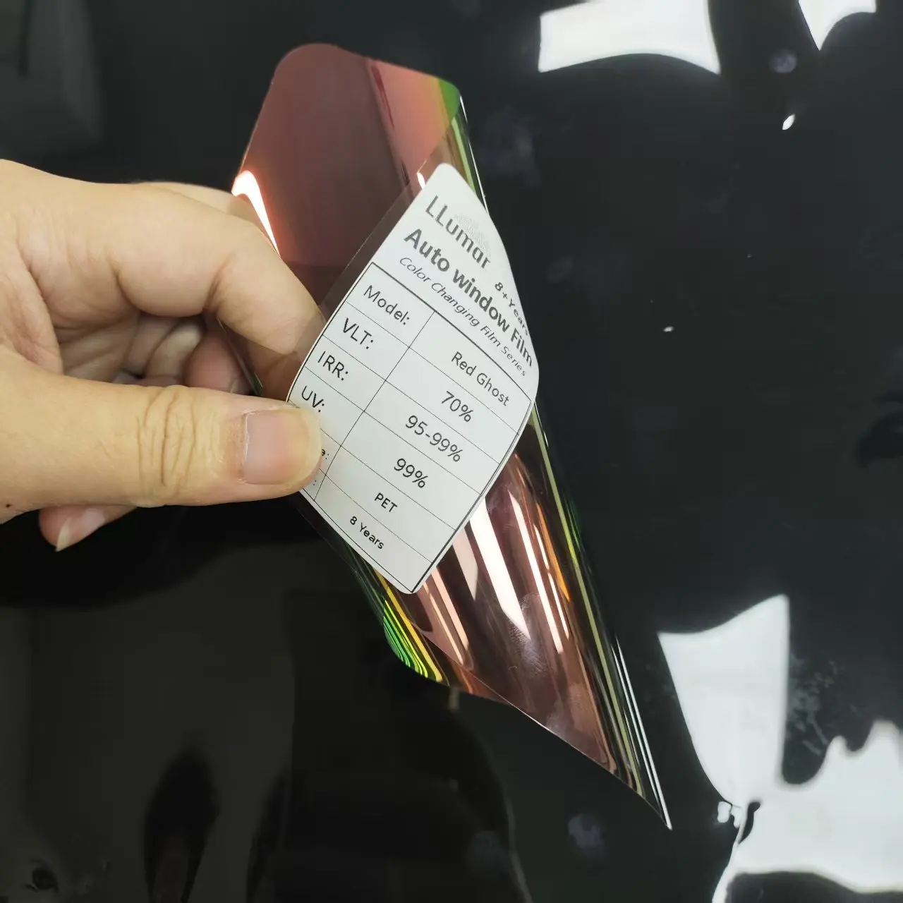 Premium LLumar Colorful Window Tint Film Chameleon Series Red Ghost Nano Ceramic PET High Heat Rejection IRR99% UV99% VLT70%