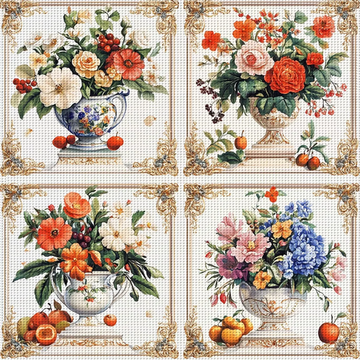 

1PC 40X40cm/15.7X15.7inch, floral, 11CT/14CT printed cross stitch DIY kit, adult beginner's relaxed cross stitch embroidery set