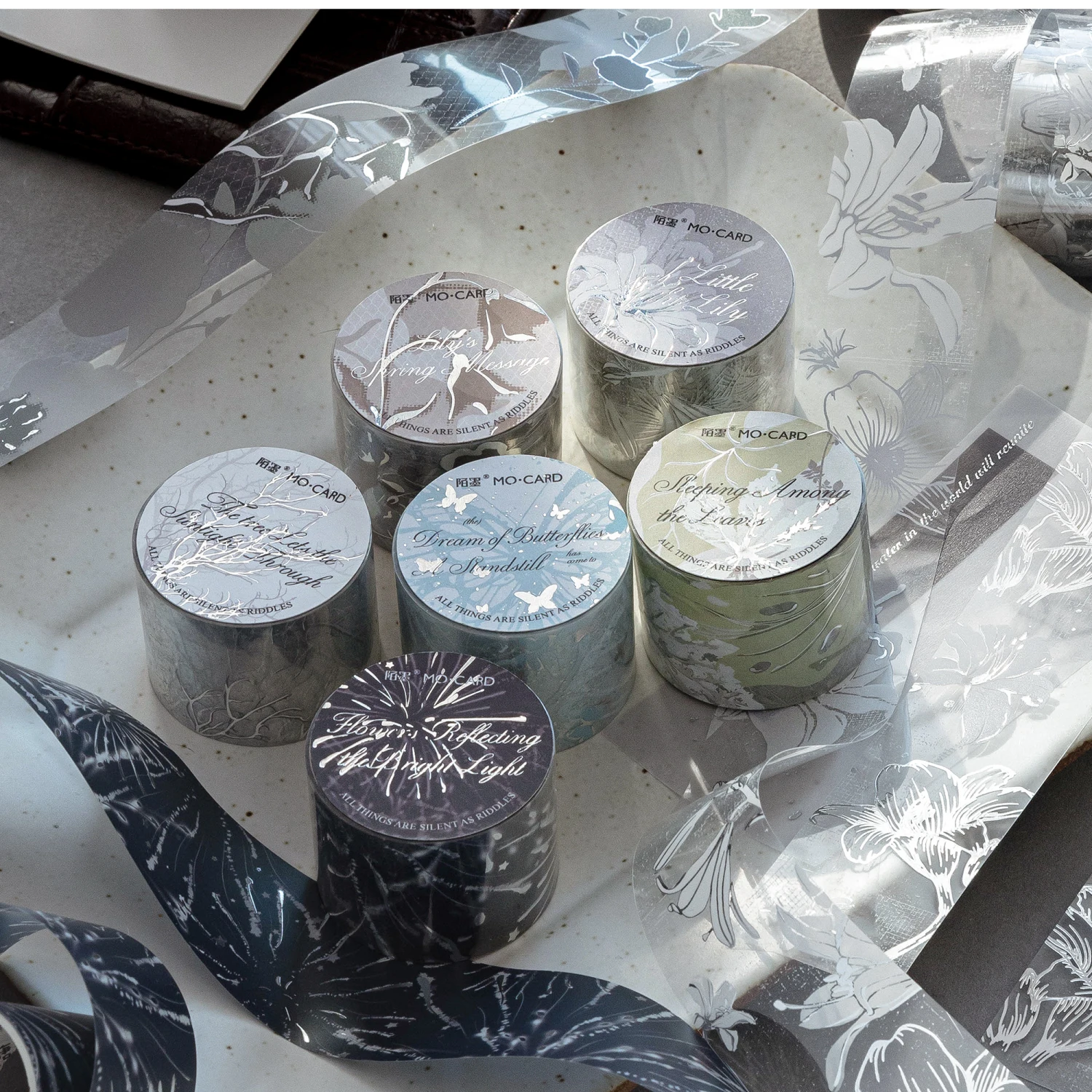 JIAMEI 30mm * 2m Light Retro Ins Art Pattern Laser Silver Tape DIY Diary Scrapbook Journal Supplies Aesthetics Masking Tape