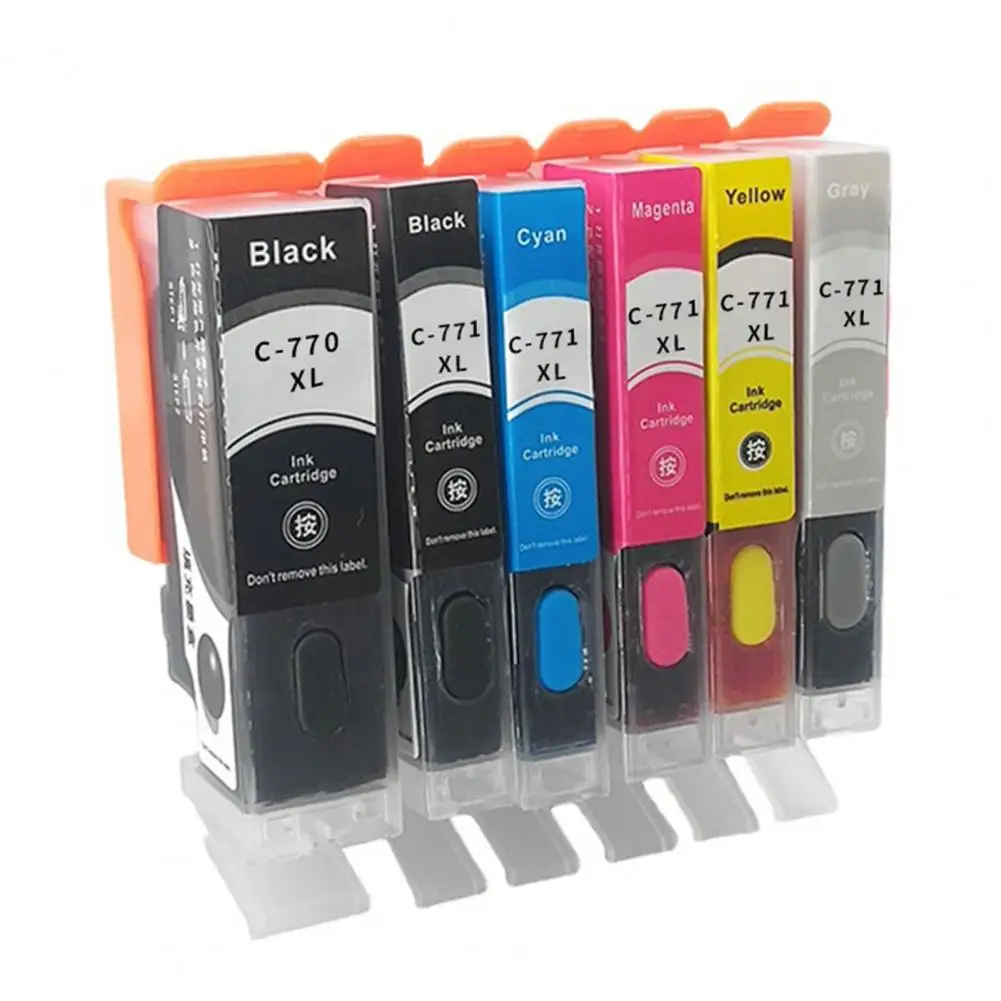 Refillable Ink Cartridges Upgraded Chip High Output 6 Colors Ink Cartridge for MG5770/MG6870/MG7770/TS5070/TS6070/TS8070