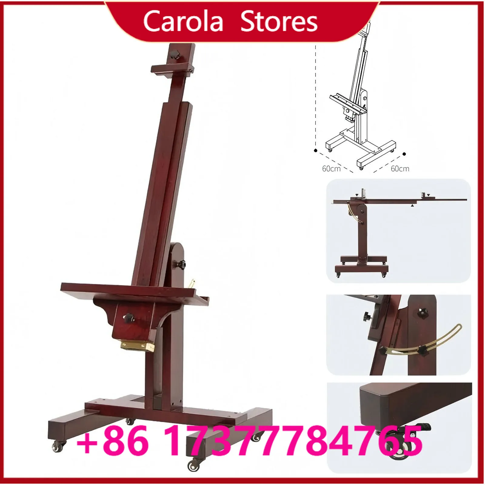 Solid Wood Floor Standing Artist Easel, Flat & Vertical Dual Purpose Painting Display Stand for Art Student Sketch Oil Painting