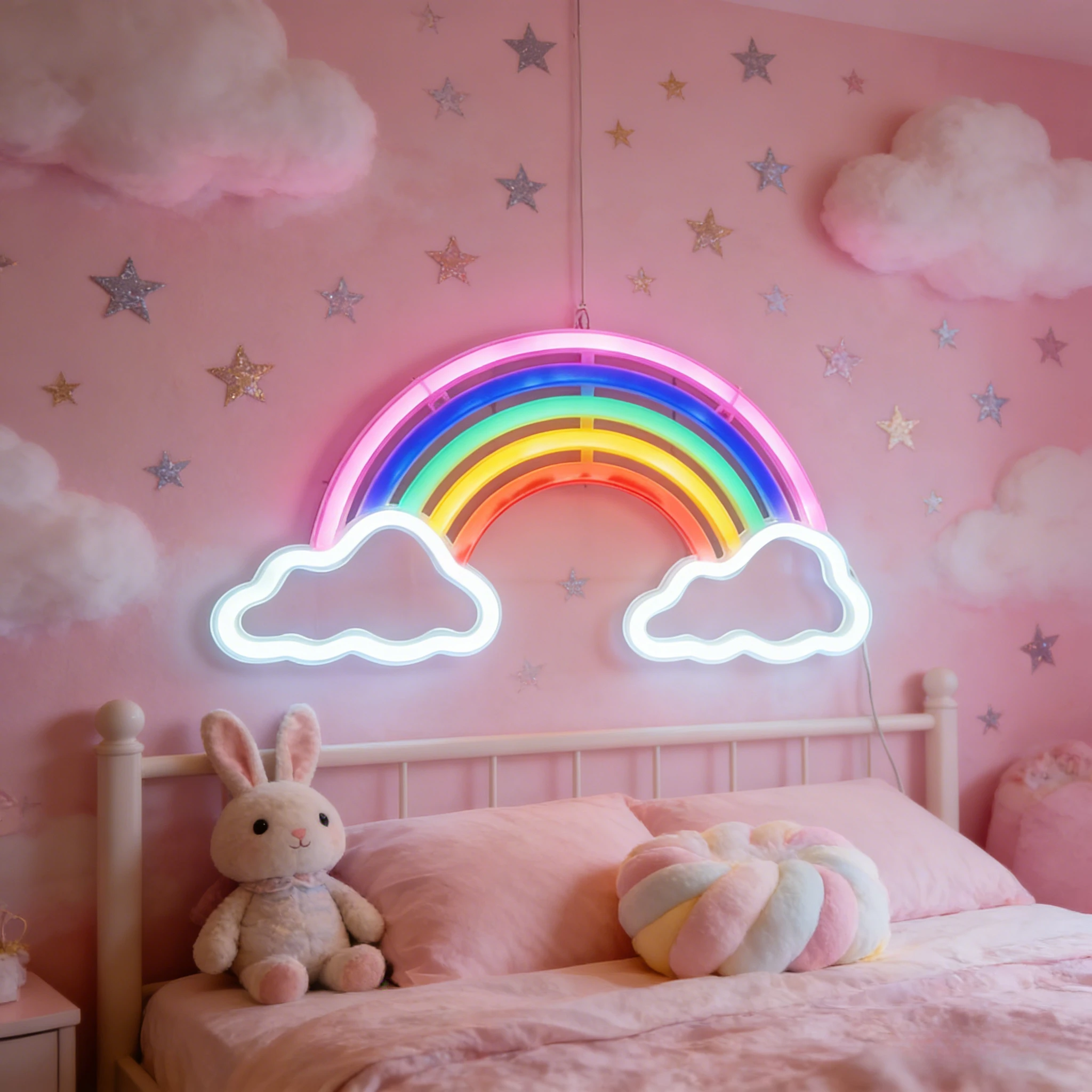 

Светодиодный неоновый светильник Rainbow Cloud, питание от USB или батареи, для вечеринки в честь Дня гордости, спальни, гостиной, украшение для свадьбы, подарок на день рождения