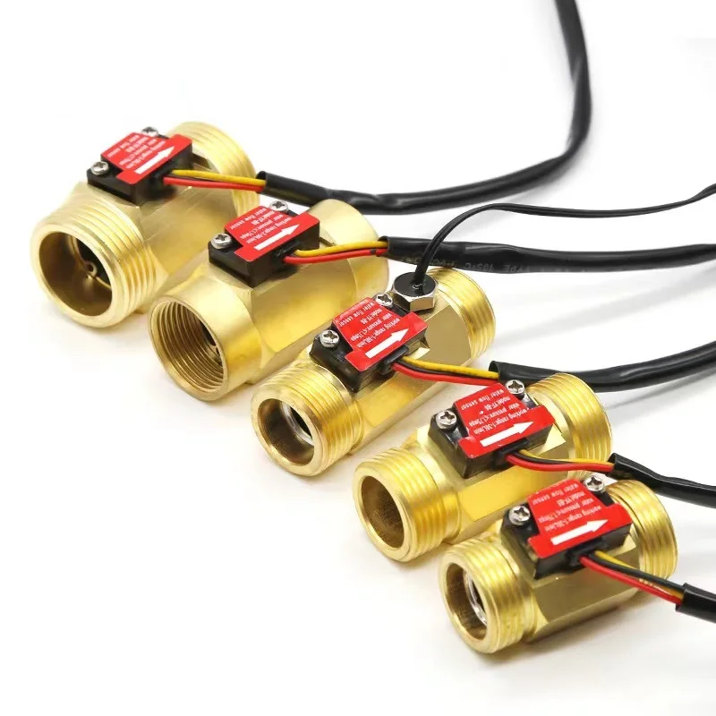 

Hall Effect Water Flow Sensor Counter Indicator Flowmeter G3/4 DN20 Male Thread Brass 1-30L/Min L50mm YF-B5