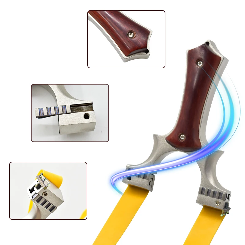 Stainless Steel Y-Shaped Slingshot Serrated Top Clamp Ergonomic Handle with Band Clay Balls Pouch Bundle Options for Outdoor Pra