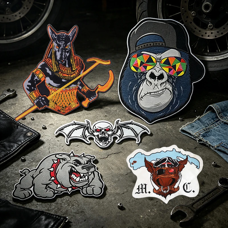 Animal Pattern Large Embroidery Patch Bulldog Bat Gorilla Motorcycle Knight Jacket Back Personalized Clothes Decoration