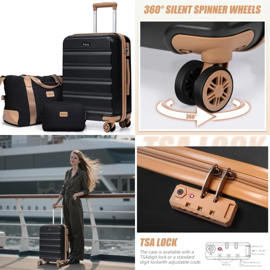 

Luggage Sets 3 Pcs, Suitcases with Wheels, Carry On Luggage Set, ABS Hard Case Luggage with TSA Lock Spinner Wheels 3 Pcs Sets,