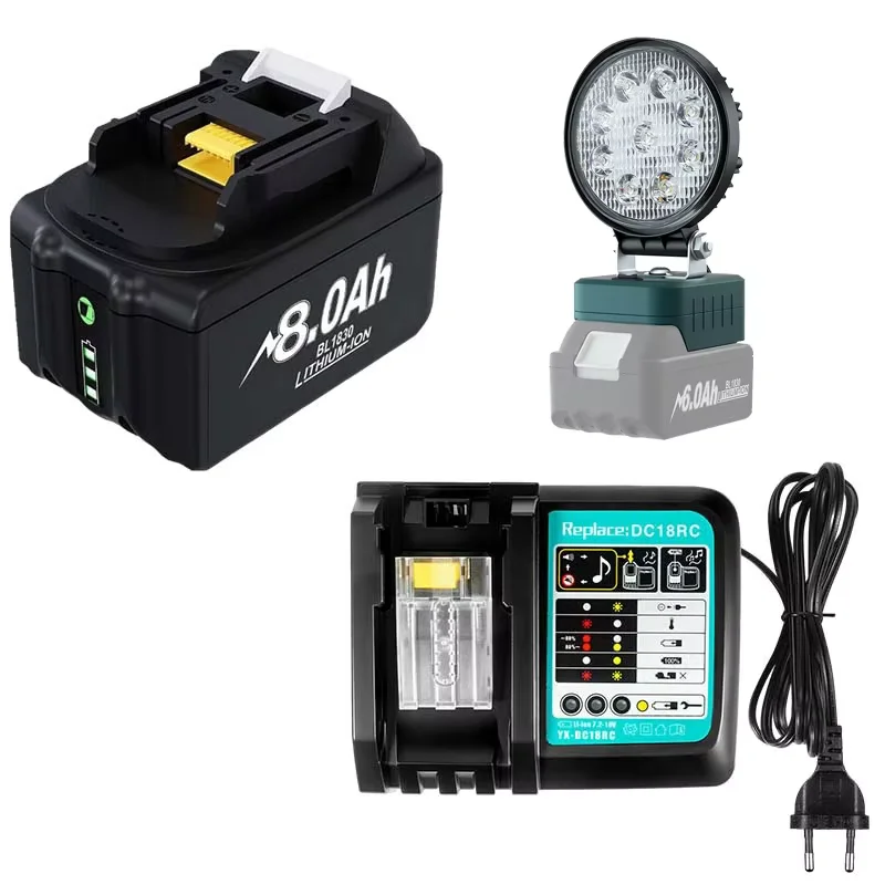 18V 8000mAh Akku für Makita BL1830 BL1815 BL1860 BL1850 BL1840B Akku-Elektrowerkzeuge, wiederaufladbarer Akku mit ﻿ 4A 6A Ladegerät