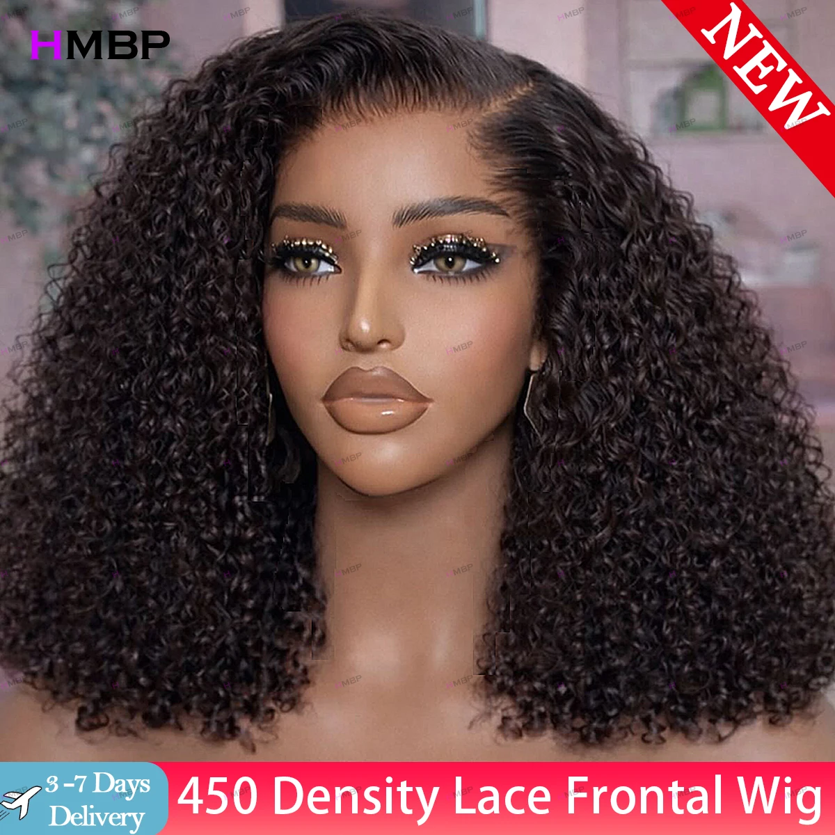 

450 Density Kinky Curly Glueless Lace Front Wig Human Hair Ready To Go 13x6/360 HD Lace Frontal Wigs Preplucked Hair For Women