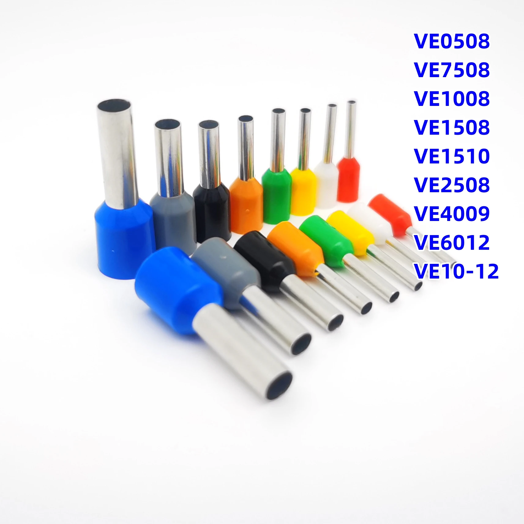 100PCS Of Bags VE Tubular Electrical Wire Connector Insulated Crimp Terminals Assortment Wire Terminal Connector Cable Terminals