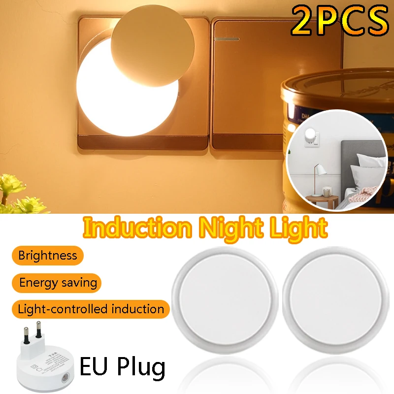 LED Kitchen Light Control Sensing Lamp Wireless EU Plug Night Lights with Dimming Energy-Saving Bedroom Corridor Aisle Cabinet