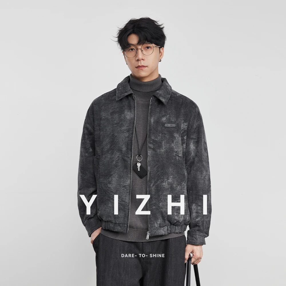 

Fashion Men's Down Jacket with Lapel Collar 2025 Winter New Loose Casual Men Trendy Retro Outerwear Jacket Top