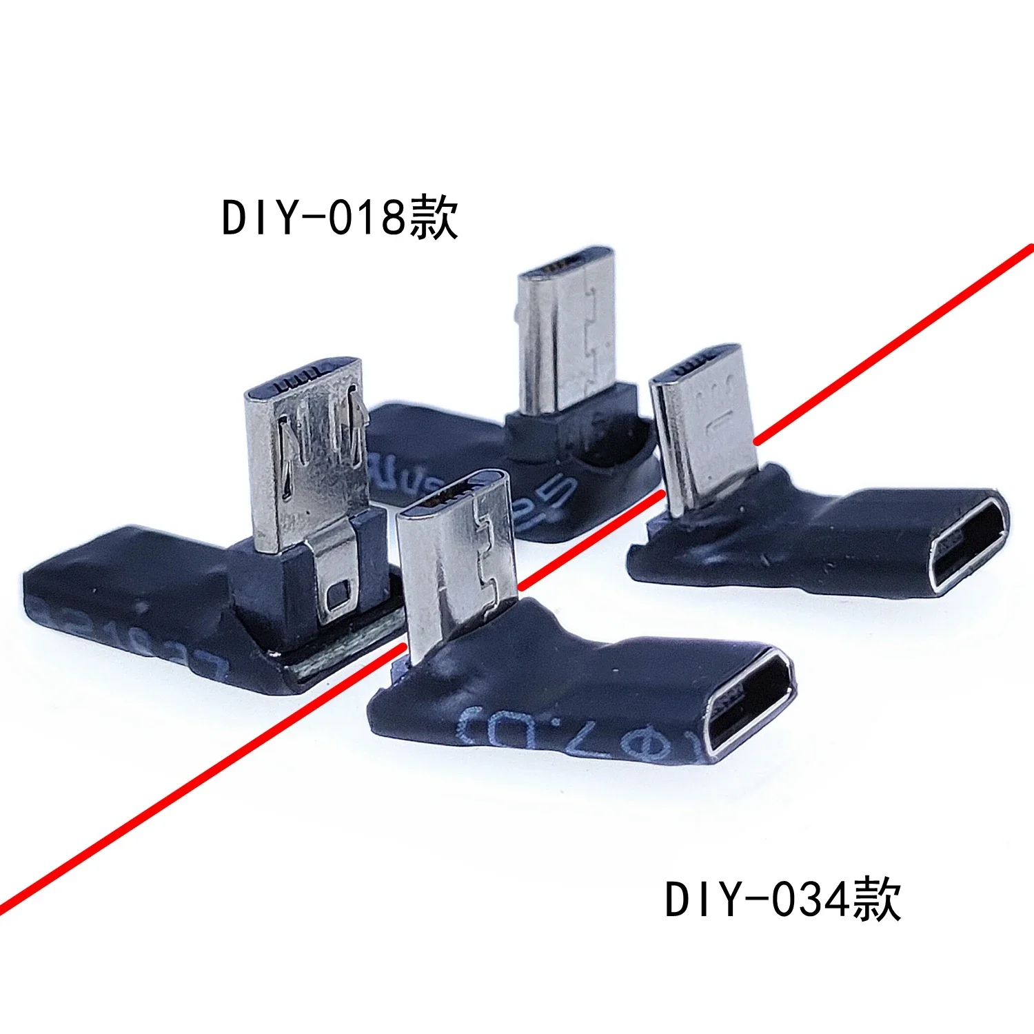 Ultra short body New Micro to Micro Adapter Plug 90 Degree Left and Right Angle Micro Male to V8 Female Charging Data Connector