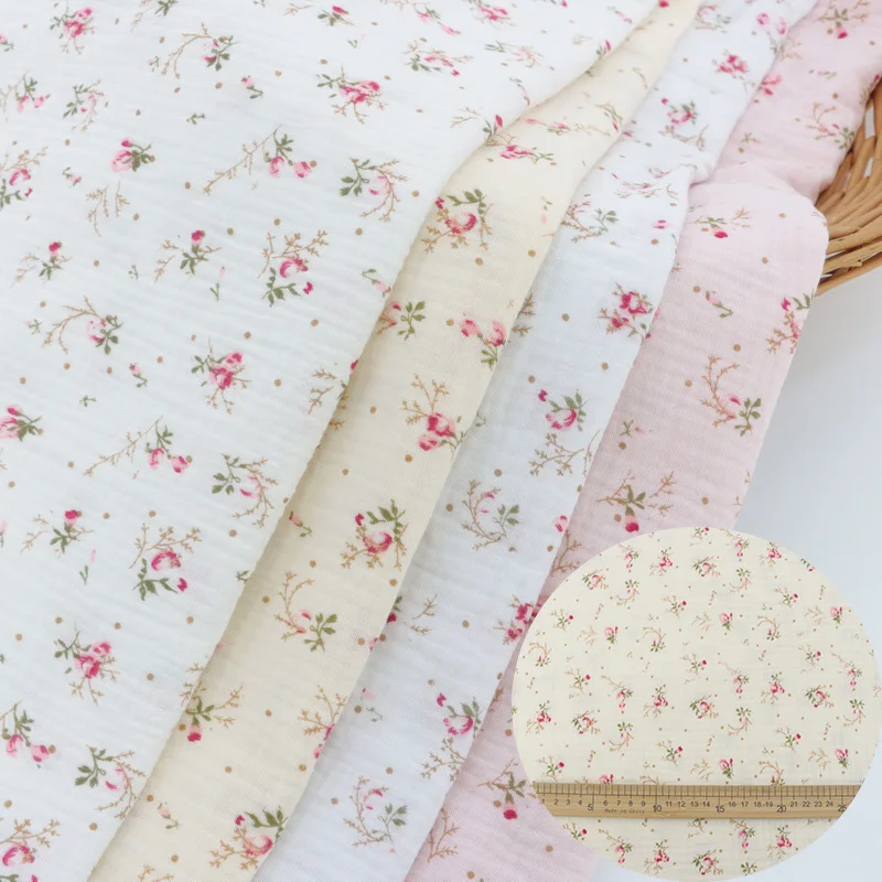 

Хлопчатобумажная ткань, двойная марля, детские хлопковые креповые пижамы с цветочным принтом, домашняя одежда, ткани для детского постельного белья