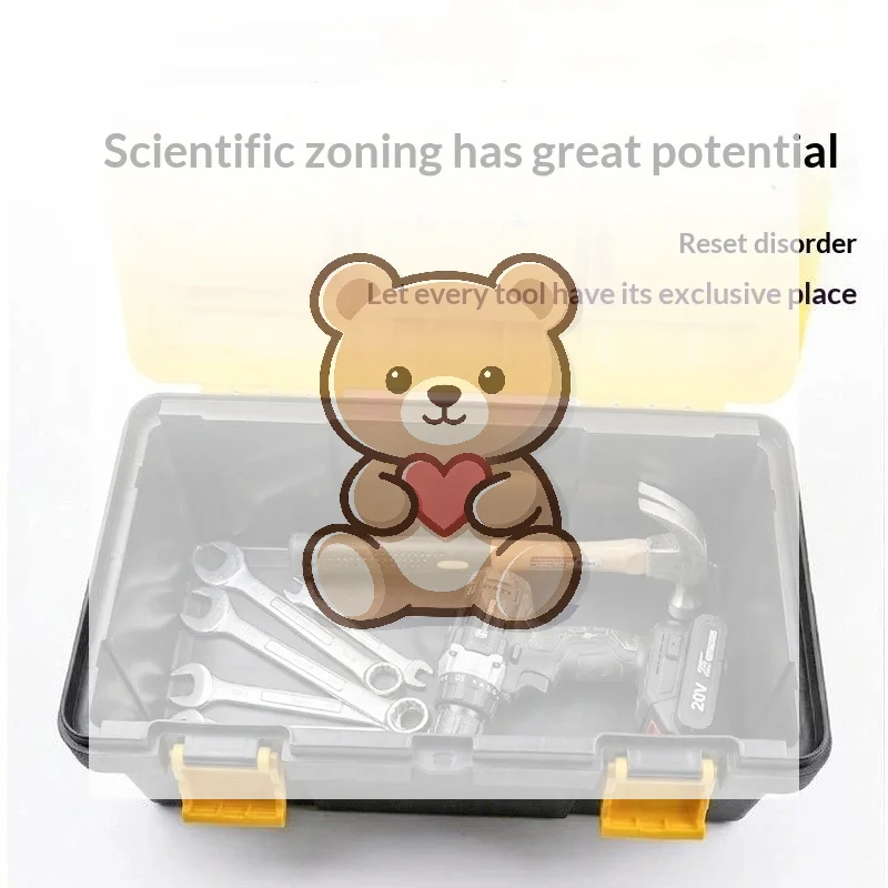 1Pc Plastic Tool Box 12/14 Inches Transparent Compartment Lightweight Small Parts Storage Holder for Hardware Organization