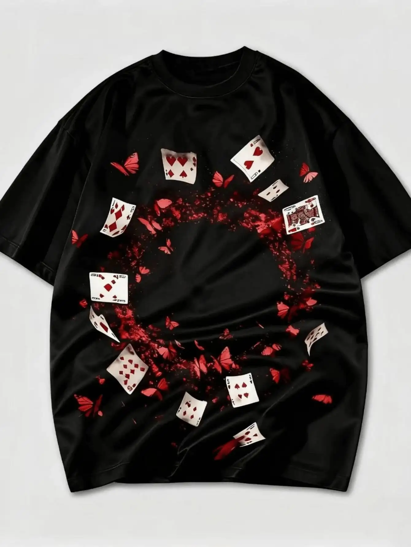 Creative Dark Poker Card Pattern For Men And Women Summer T-Shirts Girls Boys Fashion Clothing T-Shirt Women's and Men's Unique Prints, Comfortable, Soft, Holiday Gift, Personalized , Traveling or Home