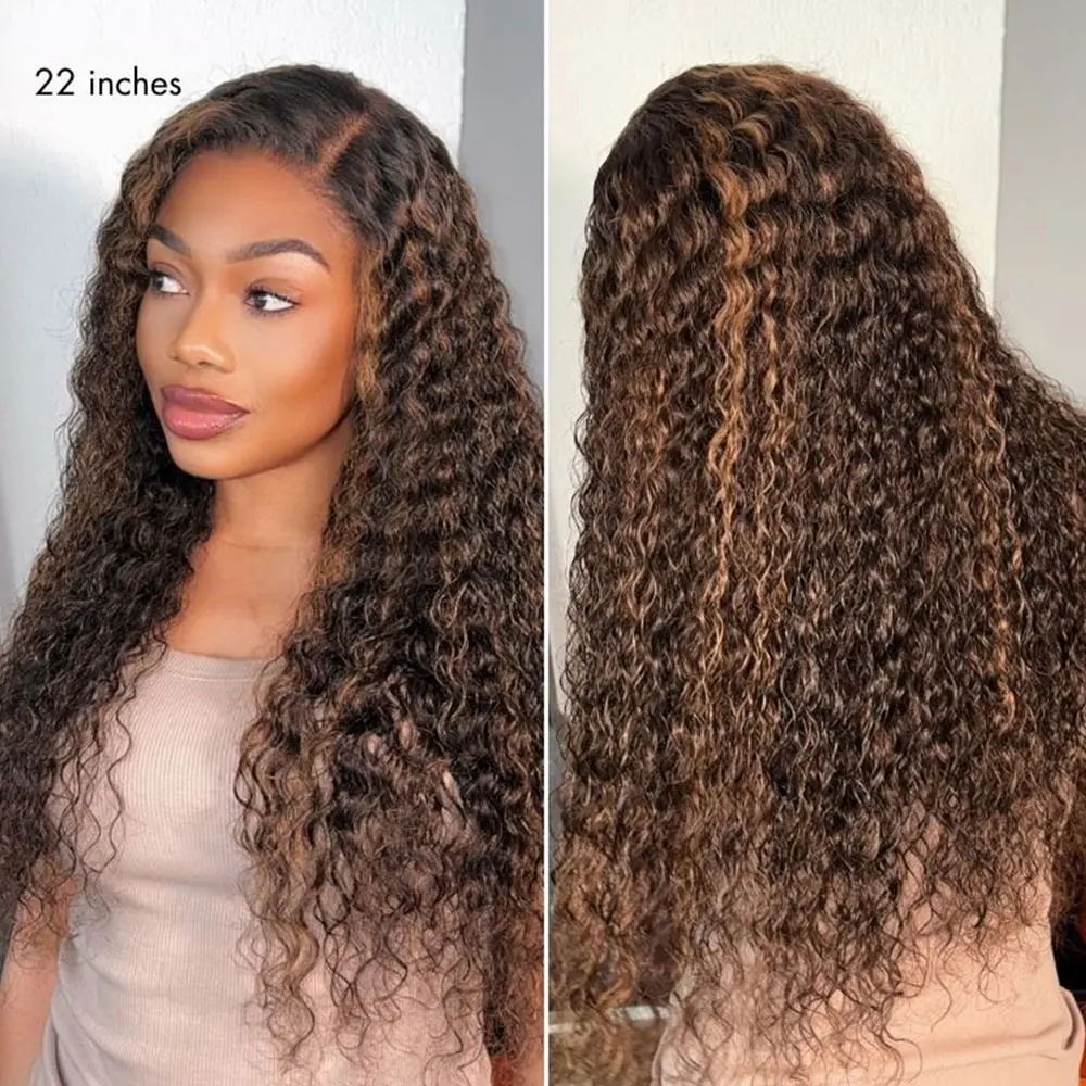 250% 13x4 HD Прозрачный Глубокий Волнистый Фронтальный Парик Ombre Highlight Парик Человеческих Волос P4/27 5x5 Бесклеевой Парик Для Женщин